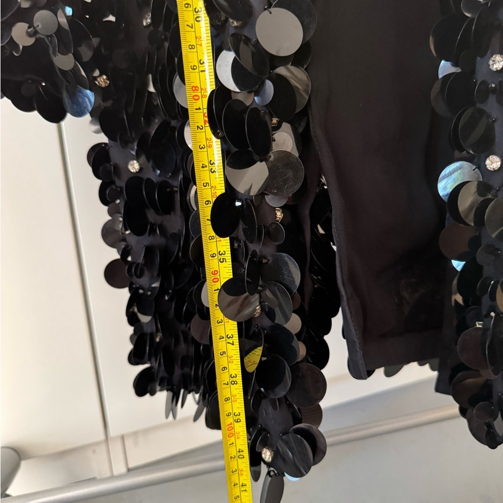 Black Sequin Trench Coat - Picture 10 of 10